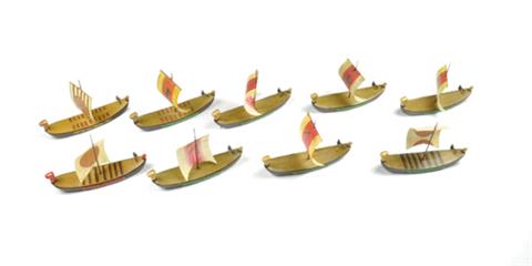 Konvolut 9 Wikingerschiffe