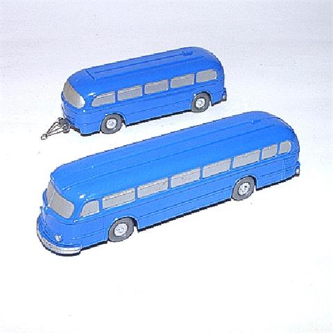 MB Pullmanbus mit Anhänger, himmelblau