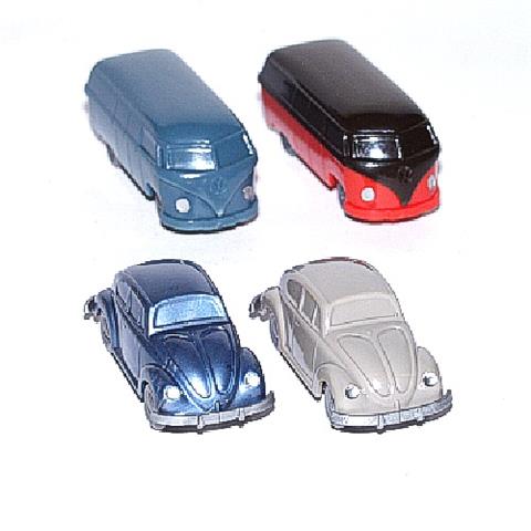 Konvolut 4 unverglaste VW-Modelle