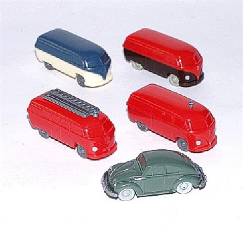 Konvolut 5 unverglaste VW-Modelle