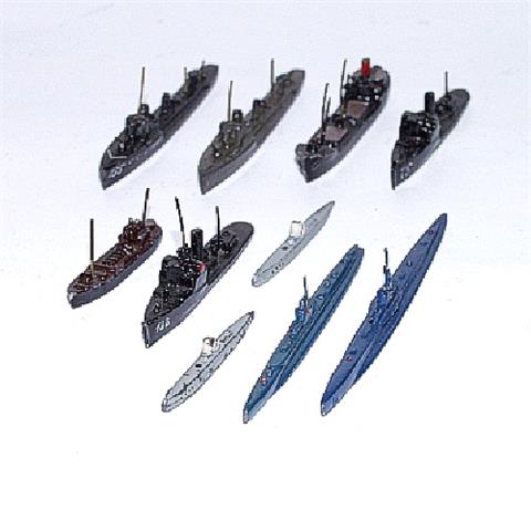 Konvolut 10 kleine Kriegsschiffe (Vorkrieg)