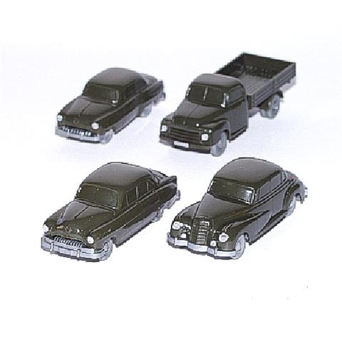 Konvolut 4 unverglaste Modelle (olivgrün)