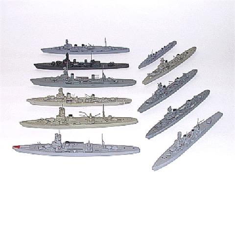 Konvolut 11 französische Kriegsschiffe