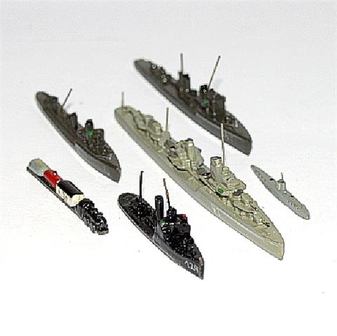 Konvolut 5+1 Kriegsschiffe (Vorkrieg)