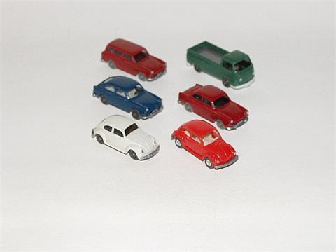 Konvolut 6 VW-Modelle der 60er/70er Jahre