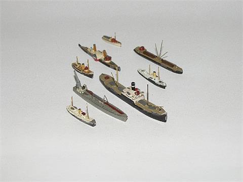 Konvolut 8 kleine Schiffe (Vorkrieg)