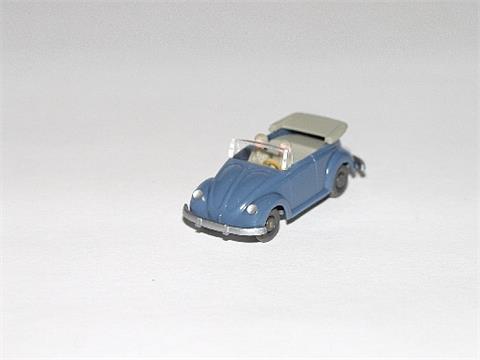 VW Käfer Cabrio mit Hörnern, taubenblau