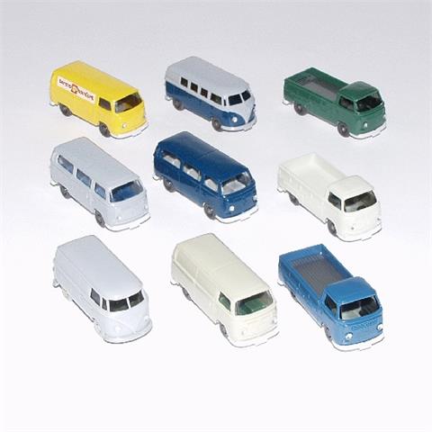 Konvolut 9 VW-Busse der 60er/70er Jahre