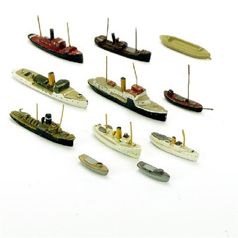 Konvolut 11 kleine Schiffe (Vorkrieg)