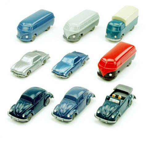 Konvolut 9 unverglaste VW-Modelle