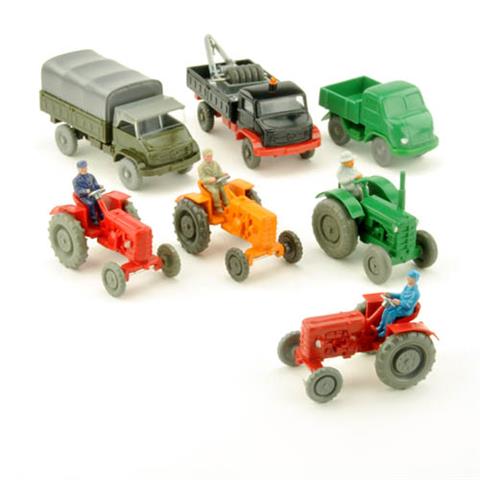 Konvolut 7 Unimog/Traktoren der 50er/60er J.