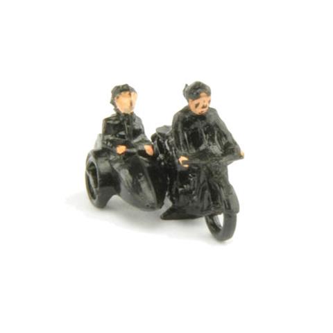 Motorradfahrer mit Beiwagen, schwarz