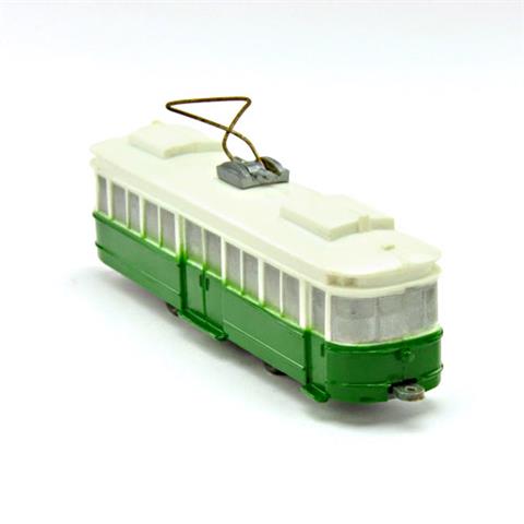 Straßenbahn-2-Achs-Triebwagen, weiß/grün