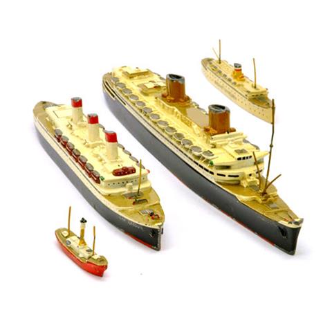 Konvolut 4 Zivilschiffe der 30er Jahre