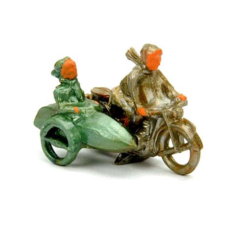 Motorradfahrer mit Beiwagen, grünmetallic