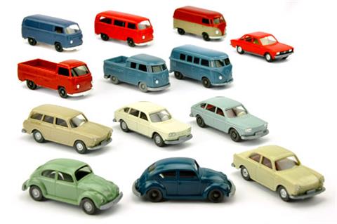 Konvolut 13 VW-Modelle der 60er/70er Jahre