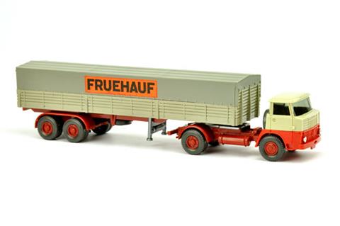 Fruehauf - Pritschen-SZ HS 16, hellgelbgrau/rot