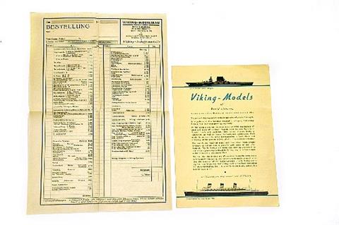 Schiffs-Preisliste (englisch, um 1938)