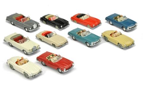 Konvolut 10 Mercedes-Cabrios der 60er/70er Jahre