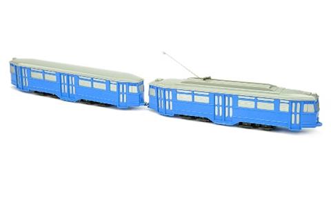 Straßenbahnzug, himmelblau/silbergrau