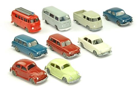 Konvolut 9 VW-PKW der 60er Jahre
