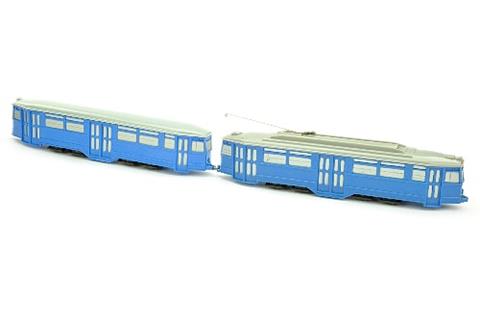 Straßenbahnzug, himmelblau/silbergrau