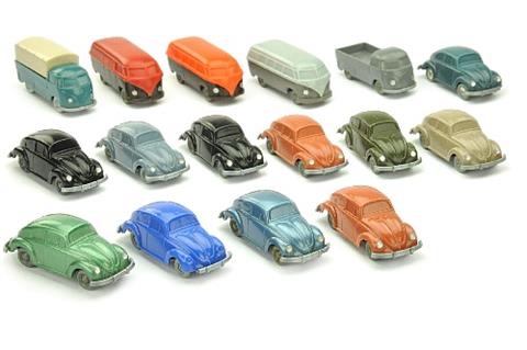 Konvolut 16 unverglaste VW-Modelle