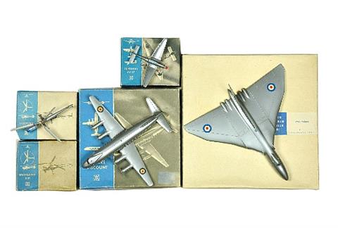 Konvolut 4+1 Flugzeuge (Silberlinge, 2.Wahl)