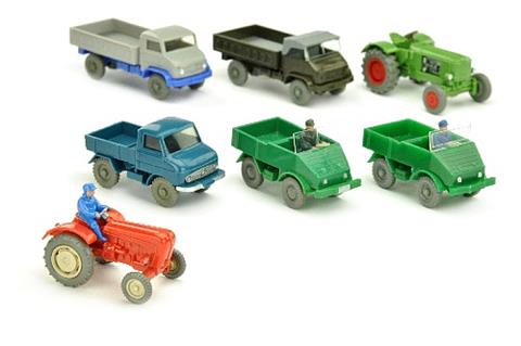 Konvolut 7 Unimog/Traktoren der 60er Jahre