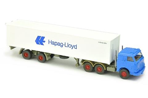 Container-LKW mit US-Zugmaschine, himmelblau
