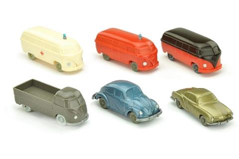 Konvolut 6 unverglaste VW-Modelle