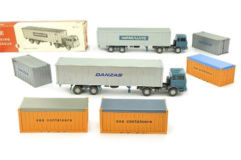 Konvolut 2+5 Container-LKW der 60er/70er J.