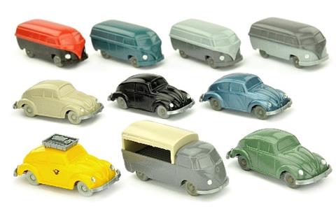 Konvolut 10 unverglaste VW-Modelle