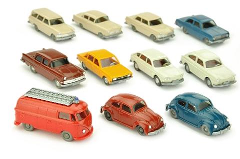 Konvolut 11 VW-/Opel-PKW der 60er Jahre