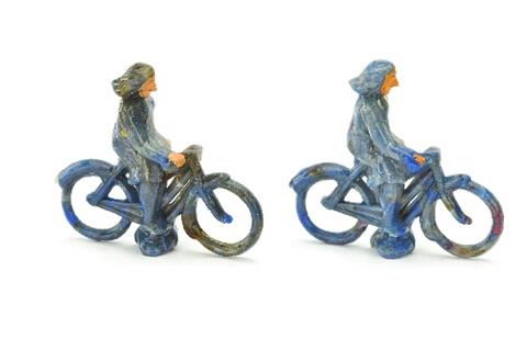 Konvolut 2 weibliche Radfahrer (misch-blau)