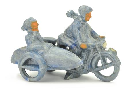 Motorradfahrer mit Beiwagen, blaumetallic