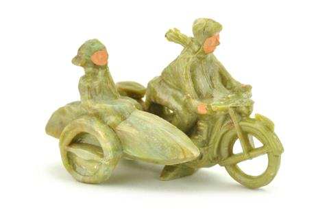 Motorradfahrer mit Beiwagen, misch-gelbgrün