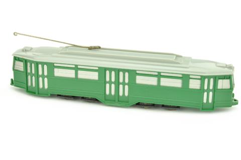 Straßenbahn-4-Achs-Triebwagen, grün/silbergrau