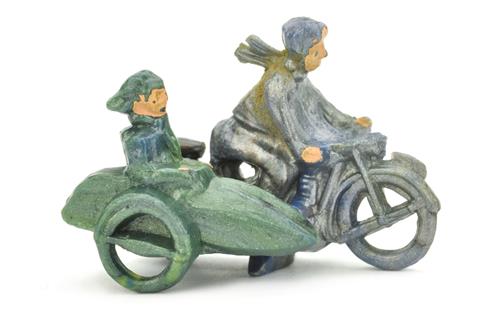 Motorradfahrer mit Beiwagen, misch-blaugrünm'ic