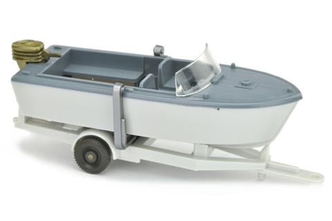 Motorboot auf Anhänger graublau/altweiß