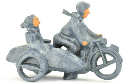 Motorradfahrer mit Beiwagen, blaumetallic