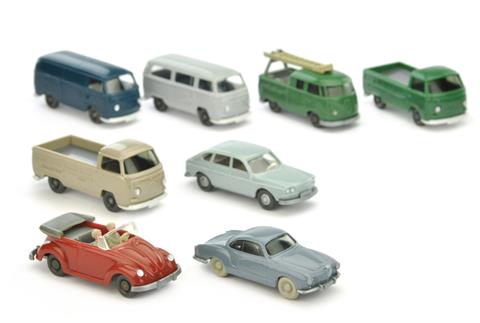 Konvolut 8 VW-PKW der 1960er/70er Jahre