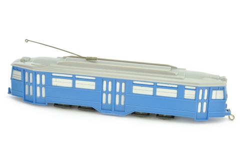 Straßenbahn 4-Achs-Triebwagen, himmelblau