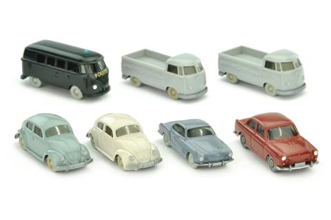 Konvolut 7 VW-PKW der 1960er Jahre