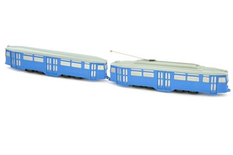 Straßenbahn 4-Achs-Zug, himmelblau/silbergrau