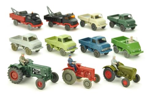 Konvolut 11 Unimog/Traktoren der 60er/70er Jahre