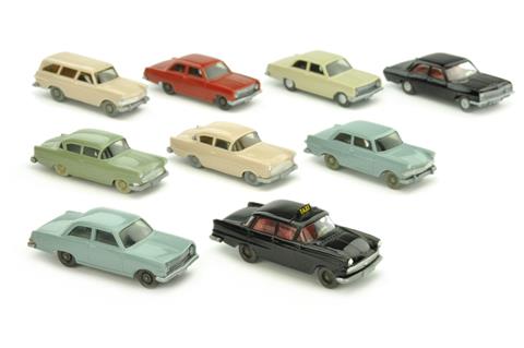Konvolut 9 Opel-PKW der 1960er/70er Jahre