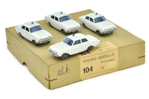 Händlerkarton mit 4 Polizeiwagen Ford (104)