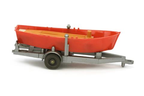 Ruderboot auf Anhänger, rot