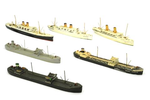 Konvolut 6 Zivilschiffe (um 1940)